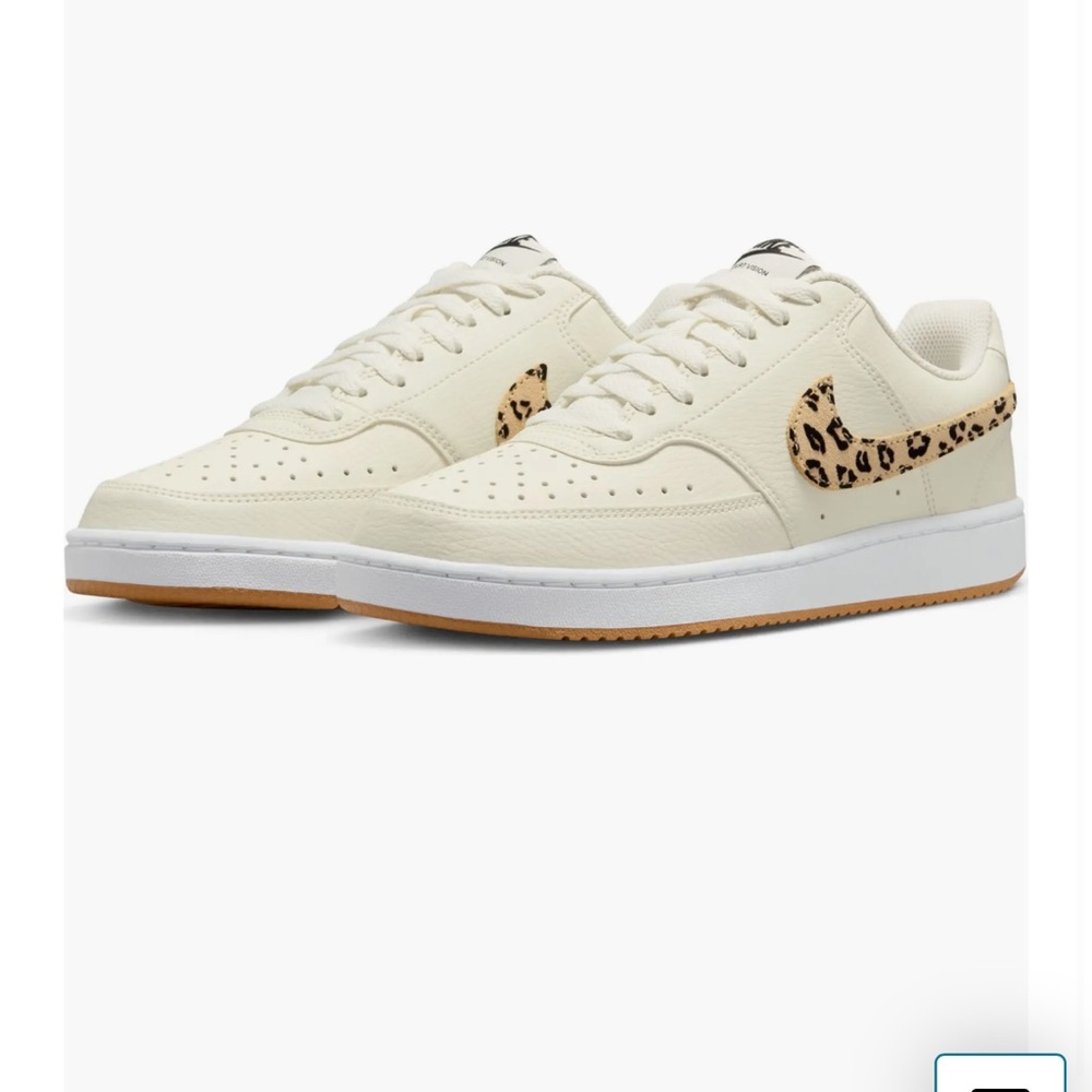 Nike Court Vision Sneaker Cream and Leopard Print Sneakers